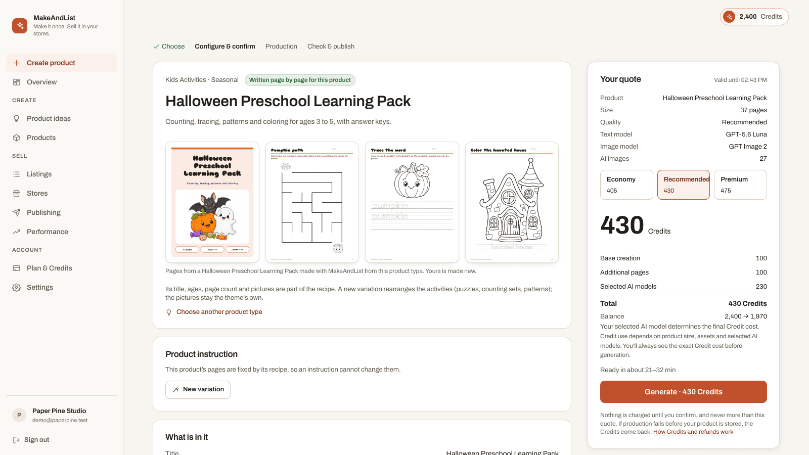 MakeAndList Product Studio